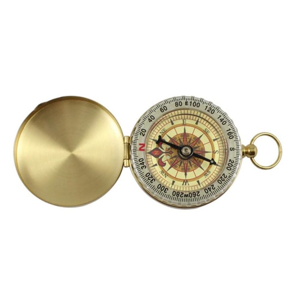 Mässing Golden Compass Navigation Vattentät med Nattljus Rund Gyllene Navigationsverktyg för Camping Vandring Klättring