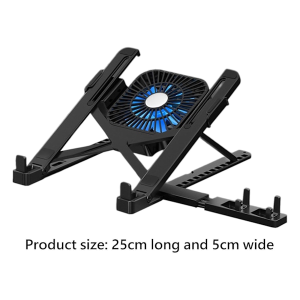 Laptop Stand med Køleblæser Computerholder til Rejser Lejligheder Studier Sort