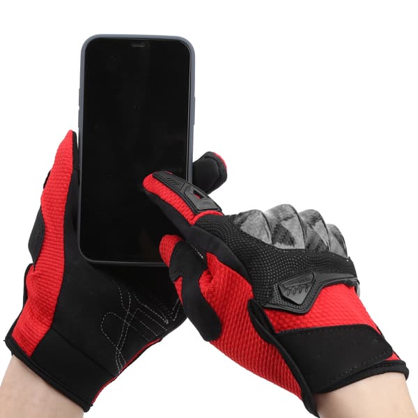Racing Motorcykel Beskyttelseshandsker Touch Screen Fuld Finger Åndbare Ridehandsker Rød