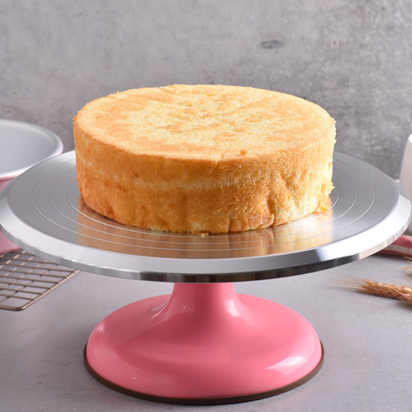 10 tommers roterende kakedekorasjonsstativ Profesjonell aluminiumslegering kake dreieskive for hjemmekakedesign Tilbehør Rosa