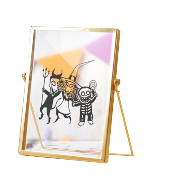 Acrylic Decorative Picture Waterproof Halloween Theme Acrylic Gold Metal Frame Painting Ornament 14.5x19.5cm CBS721X01