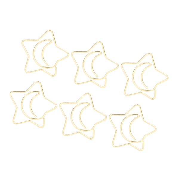 100 st metalliska pappersklämmor Galvaniseringsprocess Gyllene pappersklämmor Anti-rost pappersklämmor, halkfria för filklassificering Moon Star