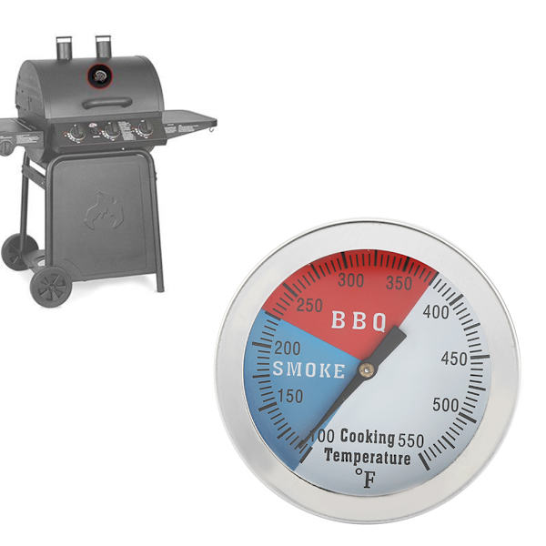 BBQ-termometer i rustfritt stål 100-550℉ Rund hette Temperatur for grillovn