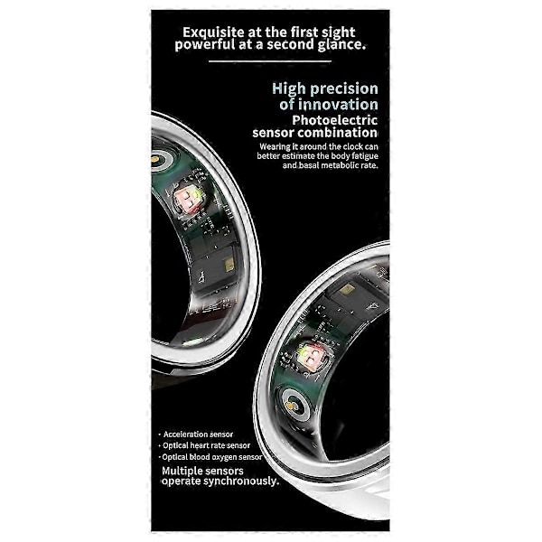 Smart Ring Puls Blodtryk Blodilt Temperatur Søvn Kalorier Sundhed Fitness Tracker Ringe Hvid Nr. 23