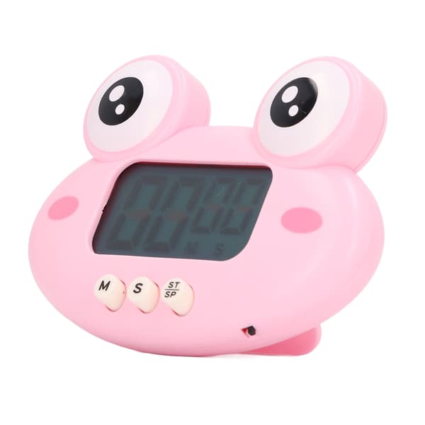 Tecknad digital timer ABS bärbar lättanvänd söt tecknad timer för köksmatlagning rosa groda