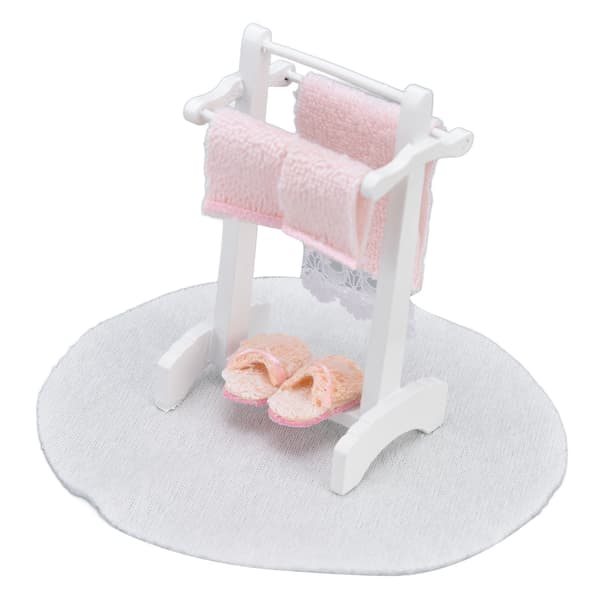 1:12 Dockskåp Handdukshängare Golvmatta DIY Miniatyr Dockskåpsmöbler Dekoration för Dockskåpsrum