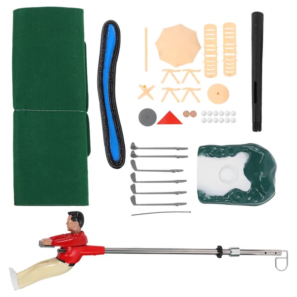Innendørs minigolfspillsett Golfsettleketøy med grønn matte, putter, ballstoler for barn