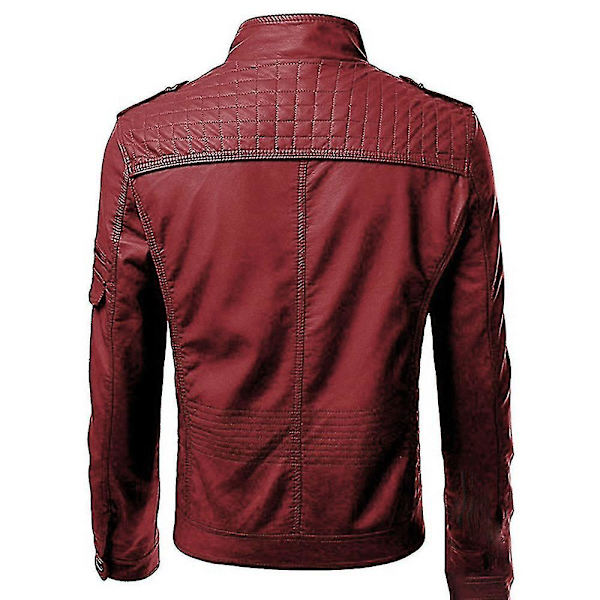 Miehet Cool Red Zipper PU Nahka Moottoripyörätakki - Suuri Koko 4XL