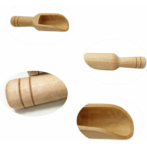 6 st Mini Träslev, Liten Träslev Badssaltssked, för Kryddor, Matlagning, Sked, Köksredskap, Mjölk, Kaffe, Te, Godis, Mjöl Mini Salt