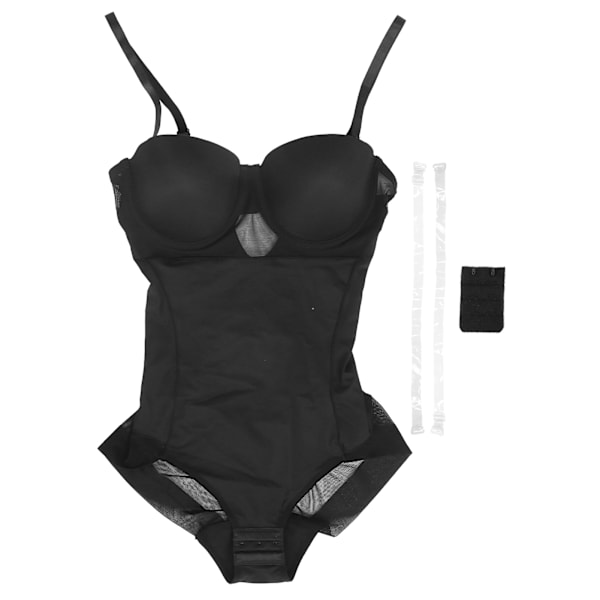 Body Shaping Women Shapewear med BH Slanking Justerbar skulderstropp Helkroppsbody (svart)XL(40B)