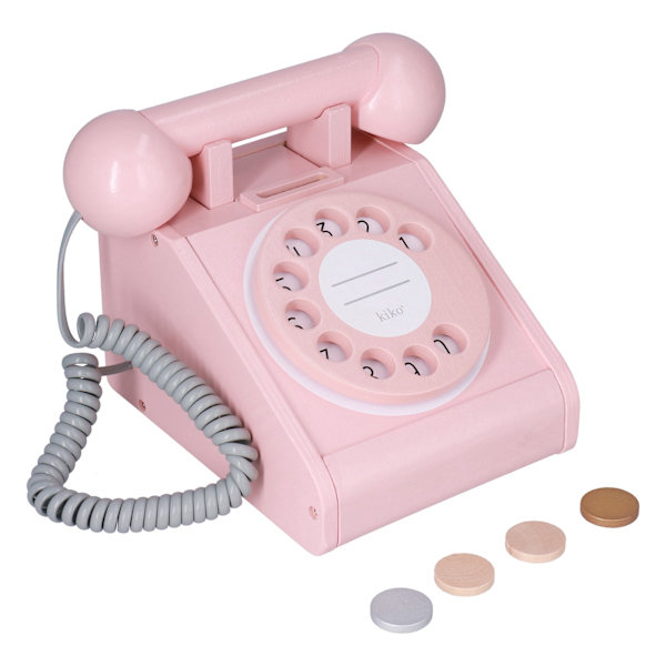 Børns simuleringstelefonlegetøj Retro interaktivt fastnettelefonlegetøjPink