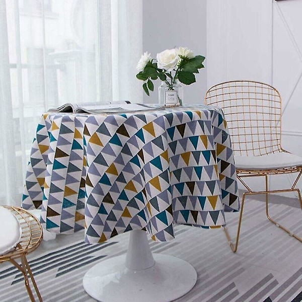 Rund dug 150 cm bomuld og linned stof enkel twill dug nordisk stil pletafvisende rynkebestandig dekoration til køkken spisebord