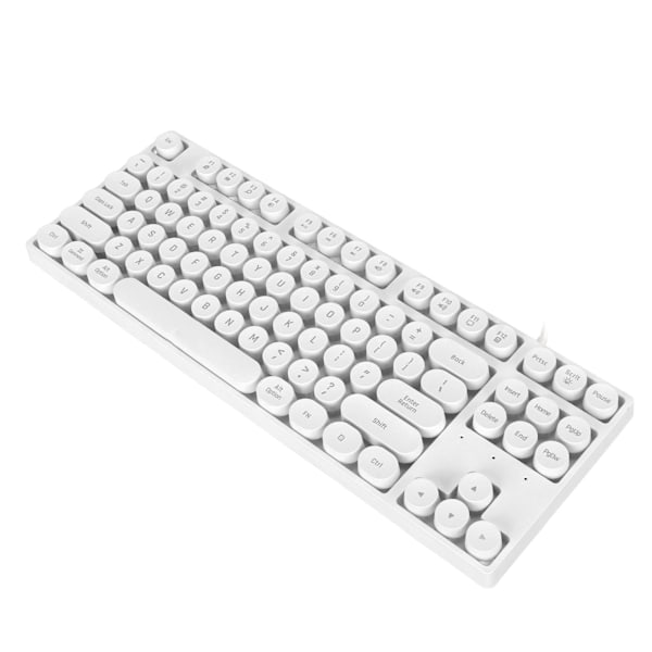 Pelinäppäimistö USB Pyöreä 87 Näppäimet Värikäs taustavalaistu Ergonominen Mekaaninen Langallinen Näppäimistö Pöytätietokoneen Kannettavalle PC Valkoinen
