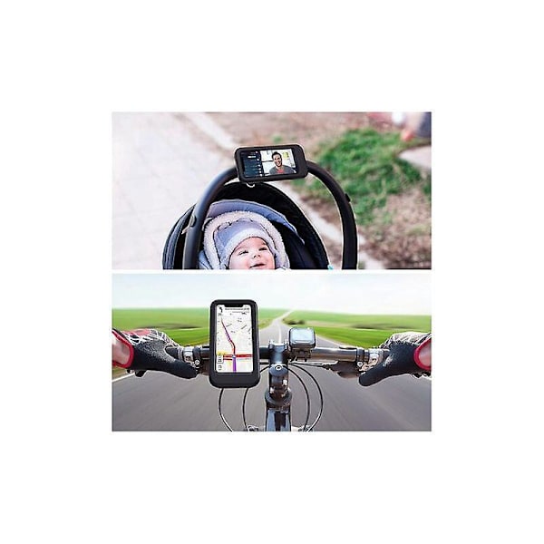 Sykkel Mobiltelefonholder, Vanntett Smartphoneholder med Berøringsskjerm, 360° Svingbar, Høydejusterbar for opptil 6,7 Tommer, Motorsykkel Sykkel, Svart