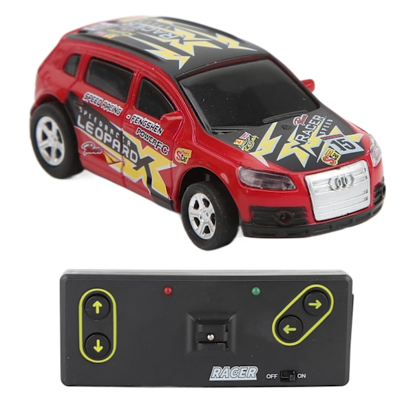 Mini RC -ajoneuvokilpailu 4-suuntainen drift-auto 1:64 taskukokoinen kaukosäädinlelu sisä- ja ulkokäyttöön 3+ lapsille punainen