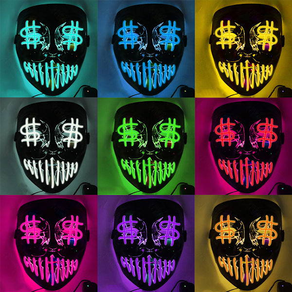 Halloween LED Cosplay -naamio EL-johtovalo naamio Halloween-festivaaliin