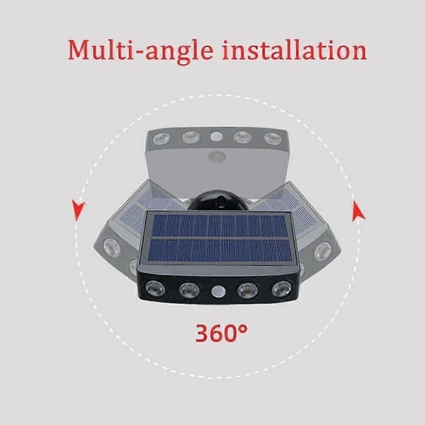 LED Solar Flomlys Bevegelsessensor Sikkerhetsspot Vegg Gate Gård Utendørs Terrasselampe (Svart-Hvitt Lys)