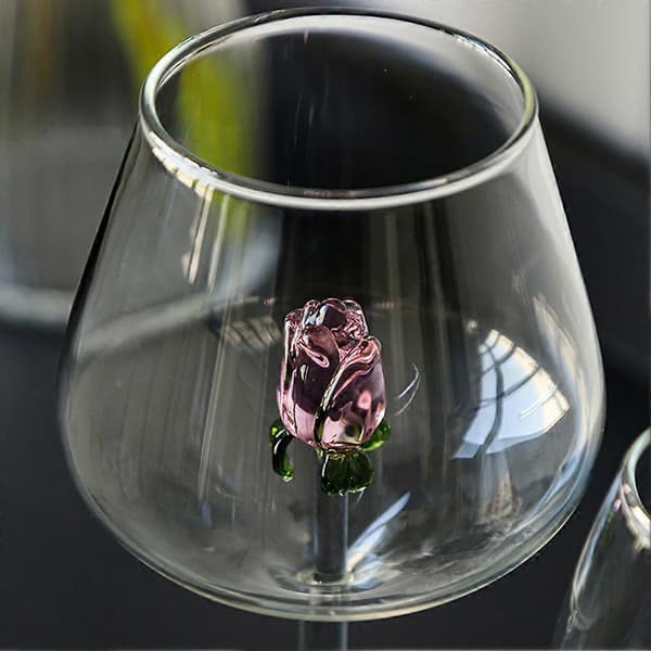 Mode 3D Farve Rose Vinglas Husholdnings Stilfulde Vinkopper til Køkken Hjem 300ml