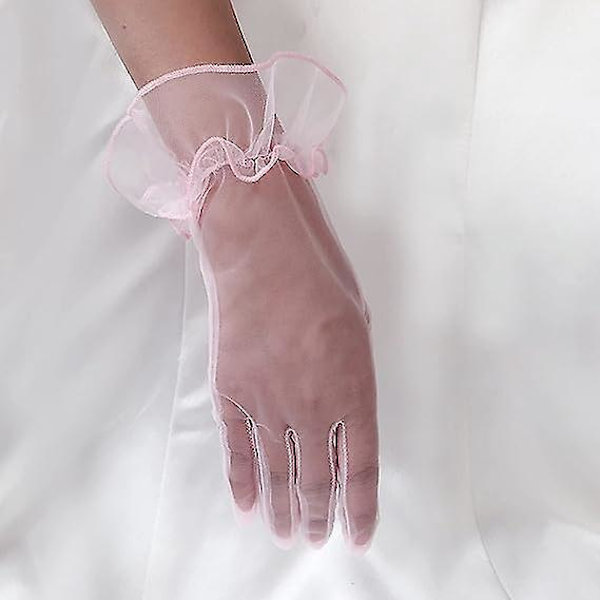 Elegante rosa korte hansker til ball, teselskap og bryllup