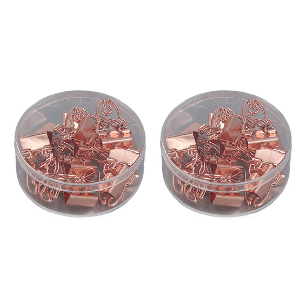 30 kpl Binder Clips Cute Rose Gold Horn Pattern Handle Metal Small Binder Clips Office File Clips With Storage Box