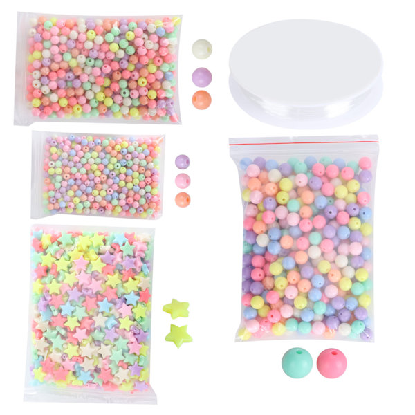 Runde perler fargerike femspissede stjerne håndlagde bit DIY håndverk forsyninger 6mm 8mm 10mm