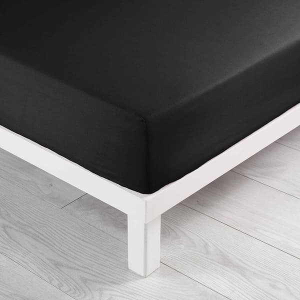 Svart bomulls-laken, 57 tråder/cm², 90 x 190 cm