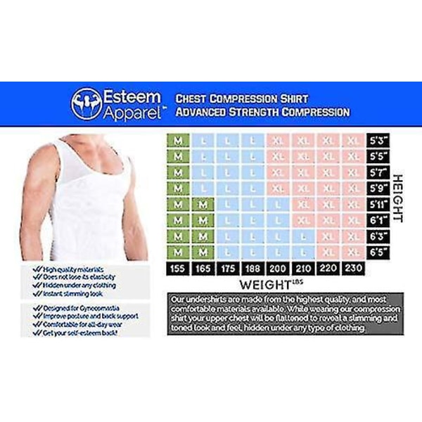 Men's Gynecomastia Compression Shirt XXL svart