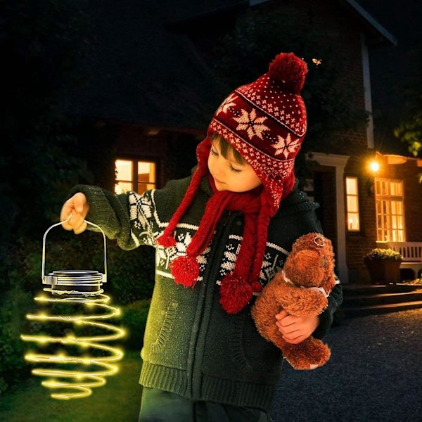 Soldriven Trädgårdslampa Utomhus, 4 Stycken 80 LED Solspiral Lampor Metall Solarlampa Hängande Sollykta Vattentät IP65