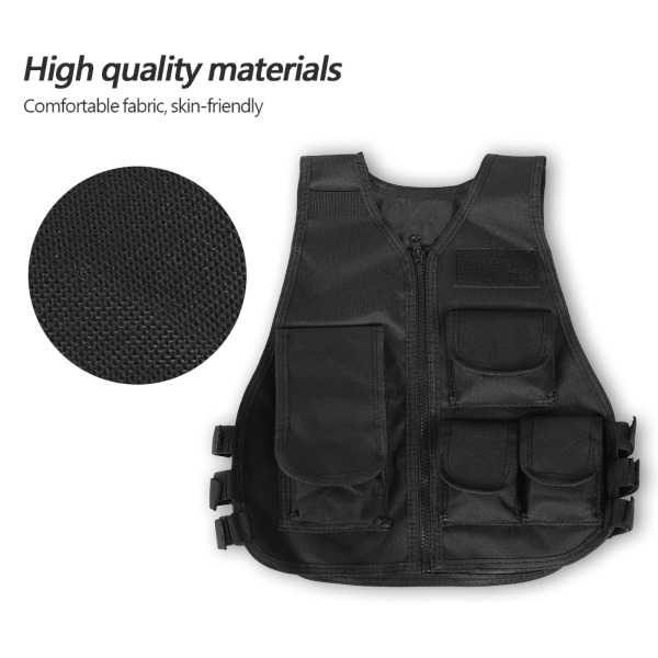 Barnväst Militär kamouflageväst för utomhusspel (svart S)
