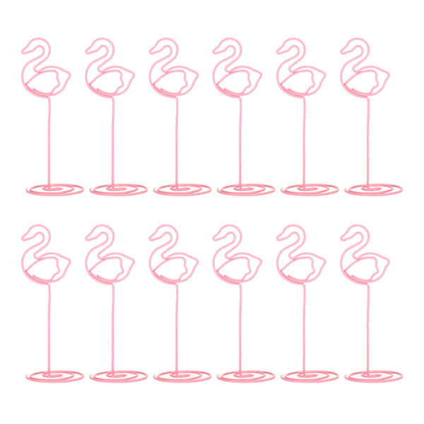 12 Styck Swan Photo Clip med Base Iron Wire Desktop Card Notera Hem Business Craft Supplies