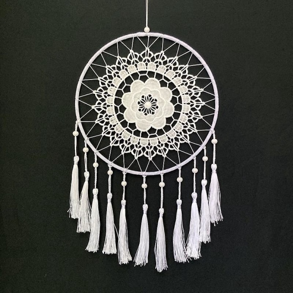 Håndlavet Macrame Dream Catcher Vægophæng, Bohemian White Wall Decor