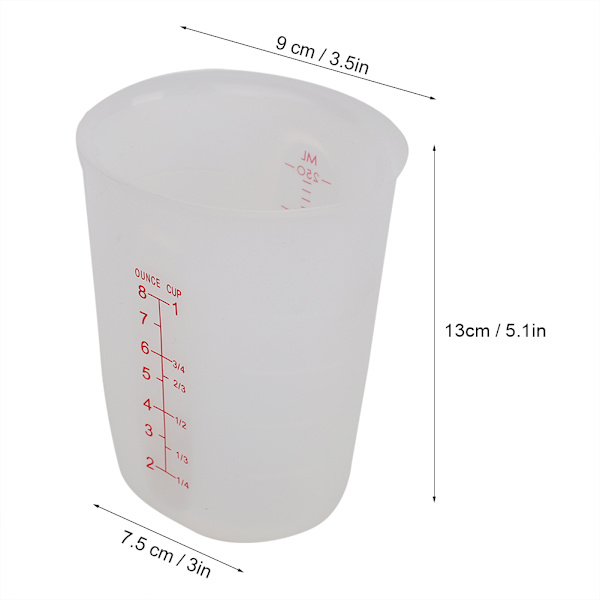 Transparent myk silikonmålebeger Visuell semipermeabel melkebeger (250 ml)