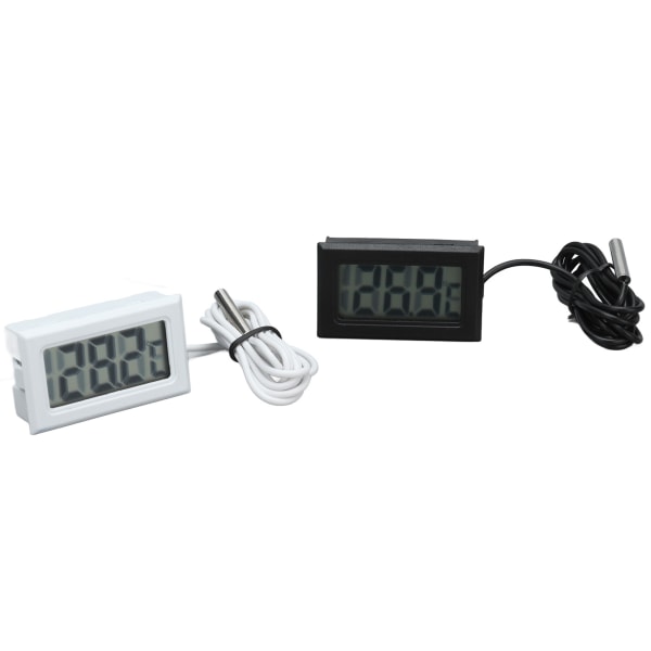 2 stk elektronisk digitalt termometer termostat temperaturmåler 2 s oppdatering med sonde (svart hvit)