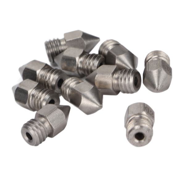 10 stk. 3D-printerdyser MK8 rustfrit stål 1,75 mm ekstruder printhoveddele tilbehør 0,2 mm