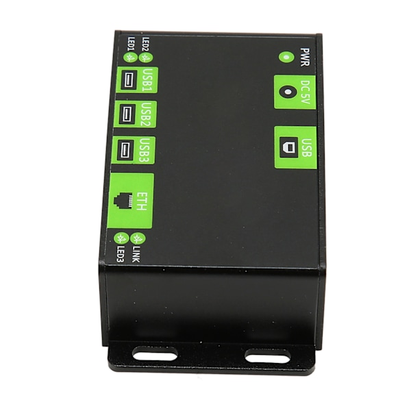 Industriell USB-hub i metall med 3 portar och 100 M nätverksport, expansionshubadapter med EU-kontakt 100–240 V
