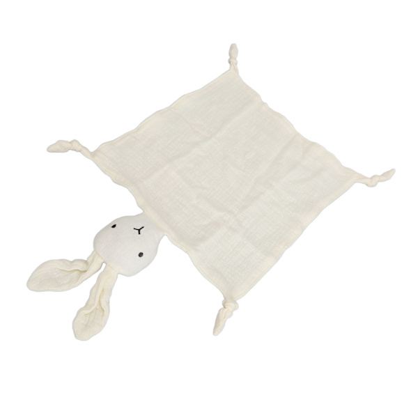 Bunny sikkerhetsteppe Cute Lovey teppe Dobbeltlags bomullsmykt sikkerhetsteppe for å sove og leke