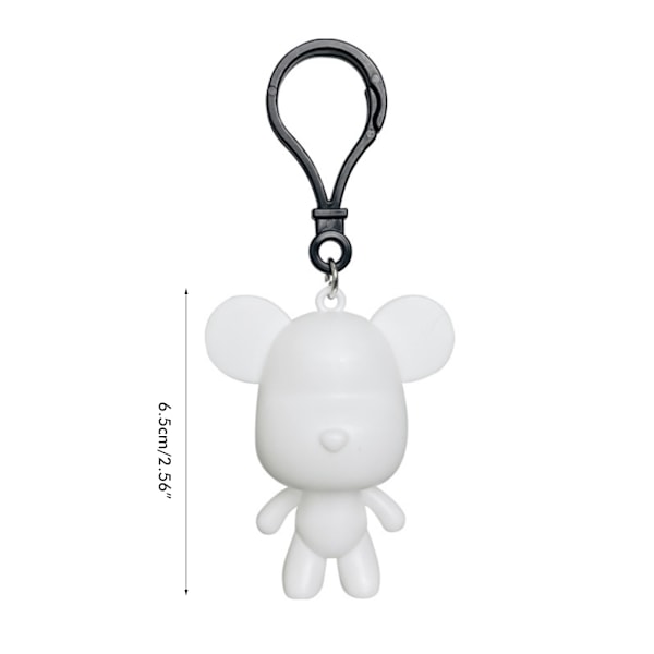 DIY Fluid Bear Keychain PVC Vinyl Handgjord Söt Bear Målningsleksakssats för Heminredning Målningshantverk Gåvor Ljusblå Gul Vit