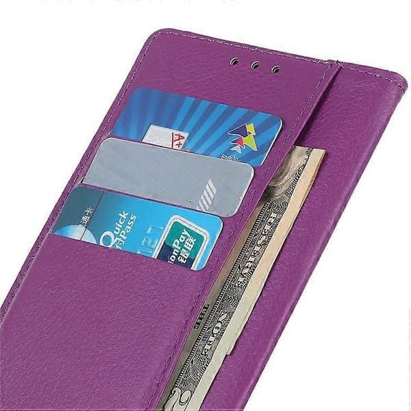Compatible with Sony Xperia 10 VI Magnetic Case Wallet Leather Phone Case with Litchi Texture Purple