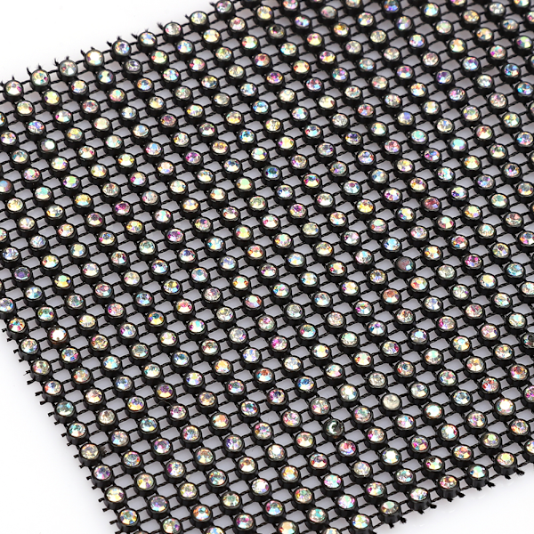 24 rader svart bunn plast strass mesh bånd sy trim plagg tilbehør dekorasjon