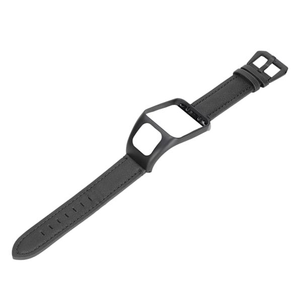 Lærre klokkestropper armbåndsur erstatning hurtigutløsning lærre klokkebånd med rustfritt stålbelegg spenne for Runner3Black