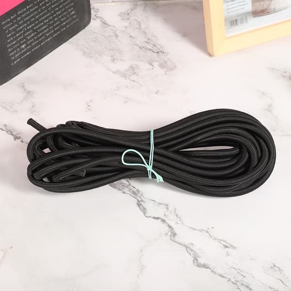 7 mm 10 m / 32,8 fot runt elastiskt rep med stark elasticitet för kläder DIY Svart