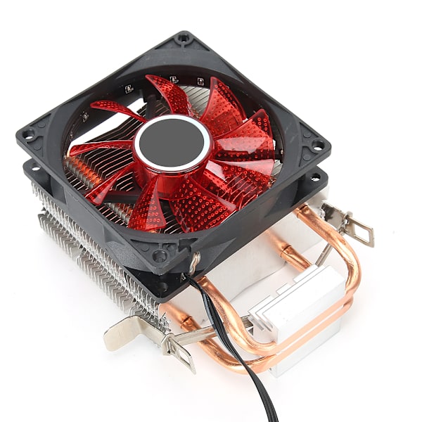 CPU-køleblæser 3-bens stik PC-tilbehør Lys 2 messingrør til AMD 775 / 1155 / Intel (rød)