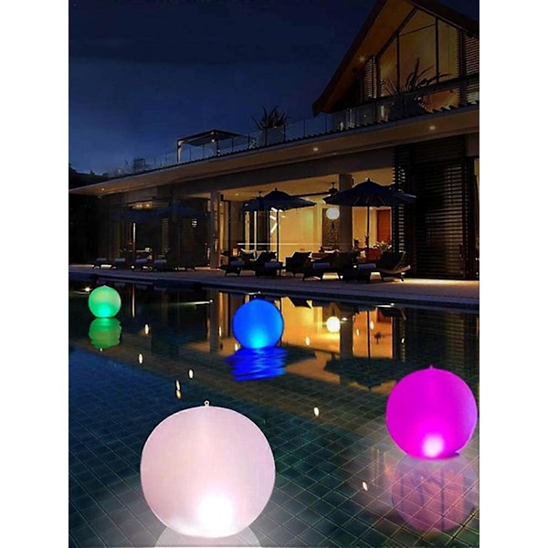 1 stk. 13 Farger LED Strandball, LED Opplyst Gigantisk Oppblåsbar Flyteleke og Ball med Fjernkontroll for Svømmebassengleker, Selvlysende Ballo