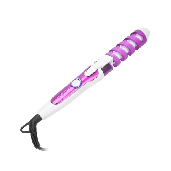 Mini spiral hårrullare Bärbar Antiscald vågigt hår Styling Hår Curling Wand 110V240V Lila(EU-kontakt)