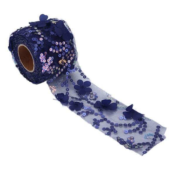 Tulletyg DIY-hantverk Slitstyrka Liten blixt Bärbar Polyester Paljetterad Tulle Rulle 6cm Mörkblå