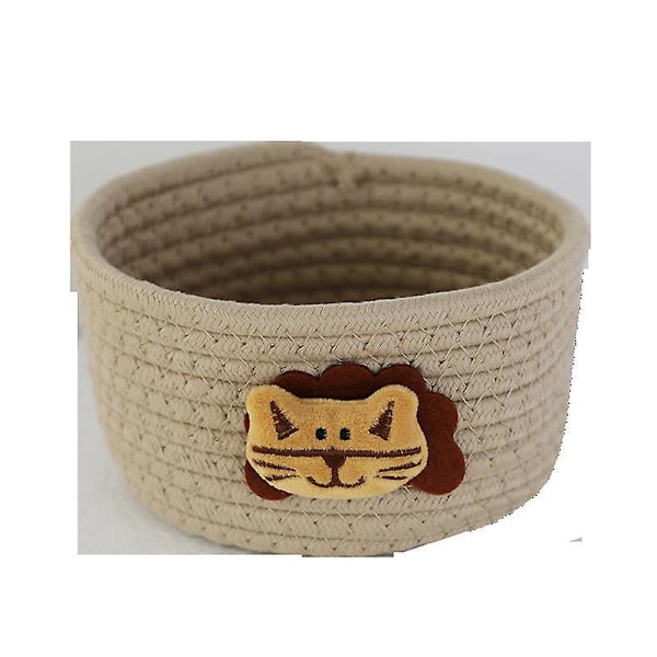 Vous Baby Oppbevaringskurv i Bomull med Katt Trykk - B19 x H9,5 cm - Liten Oppbevaringskurv for Tøy, Leke og Tepper - Oppbevaringskurv for Bad, Li