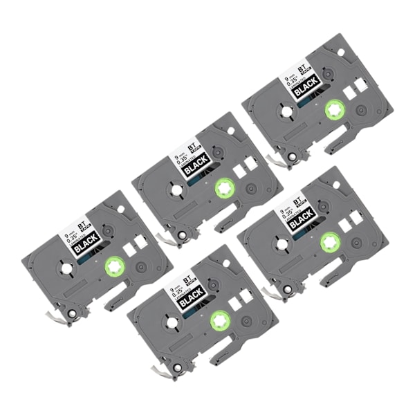 5 stk Label Maker Tape 9mm Lamineret Vandtæt Farveægte Multi Purpose Labeler Tape til PT D210 PT D200 PT H110 PT D400 Hvid På Sort Bze 325
