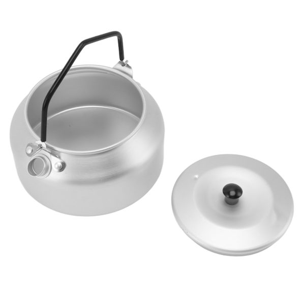 Camping Kittel Lätt Aluminiumlegering Bärbar Camp Te Kanna Kaffe Kanna för Utomhus Grill Silver