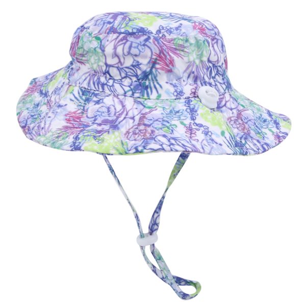 Justerbar strandhatt solhatt unisex baby pojke flicka utomhus barn solhatt lila blomma M