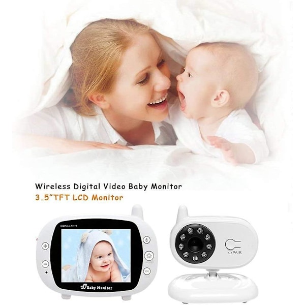 Digital trådløs babyalarm med 2,4 GHz WiFi-sikkerhedskamera - 3,5\" skærm, tovejslyd, 70° vidvinkel, nattesyn